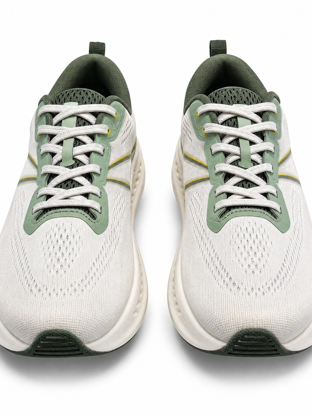 Men's Lightweight Knit Running Shoes in Sage and White